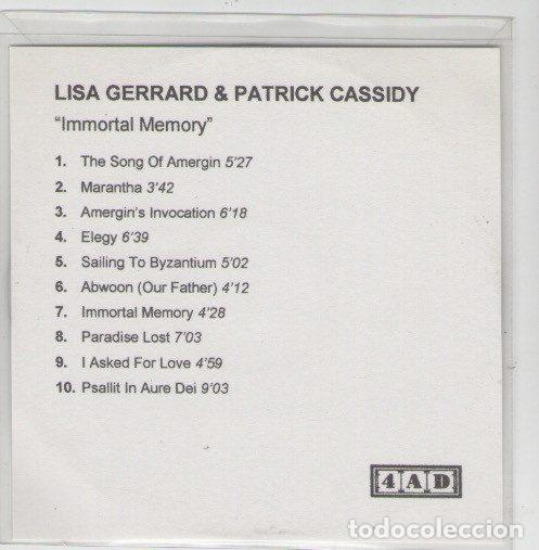 CDs de m&uacute;sica: Lisa Gerrard - Patrick Cassidy &ndash; Immortal Memory (CDr, 4AD none) - Foto 1