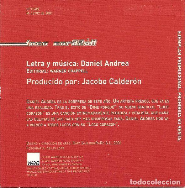CDs de m&uacute;sica: Daniel Andrea &ndash; Loco Coraz&oacute;n (CD, WEA SP104W) - Foto 3