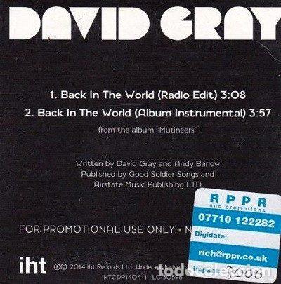 CDs de m&uacute;sica: David Gray &ndash; Back In The World (CDr, IHT Records IHTCDP1404) - Foto 2