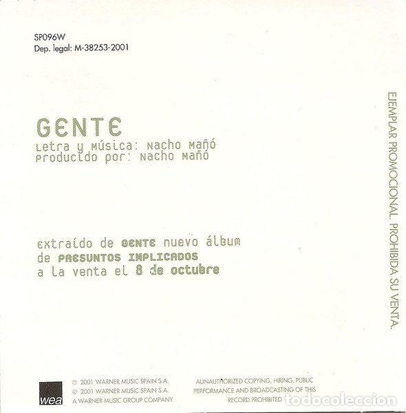 CDs de m&uacute;sica: Presuntos Implicados &ndash; Gente (CD, WEA SP096W) - Foto 2
