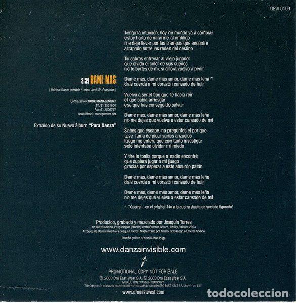 CDs de m&uacute;sica: Danza Invisible &ndash; Dame Mas (CD, DRO DEW0109) - Foto 2