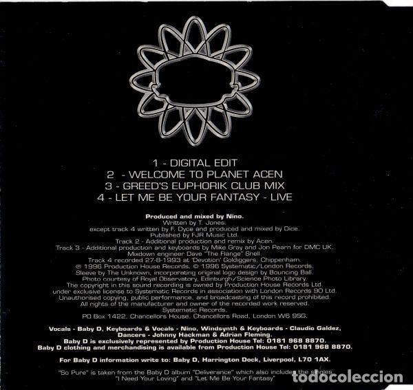 CDs de m&uacute;sica: Baby D &ndash; So Pure (CD, Systematic SYSCD21) - Foto 2