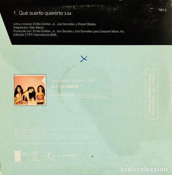 CDs de m&uacute;sica: MSM &ndash; Que Suerte Quererte (CD, SunnyLuna Records 7021.2) - Foto 2