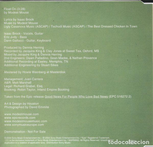 CDs de m&uacute;sica: Modest Mouse &ndash; Float On (CD, Epic SAMPCS 14000 1) - Foto 2