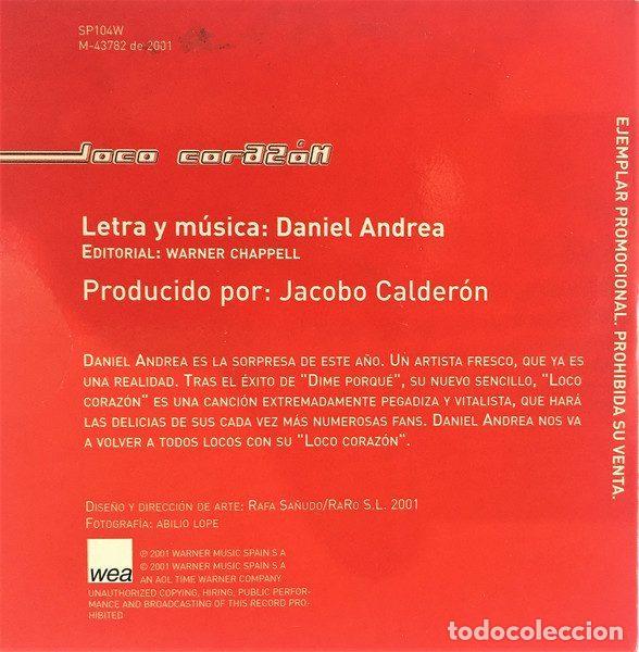 CDs de m&uacute;sica: Daniel Andrea &ndash; Loco Coraz&oacute;n (CD, WEA SP104W) - Foto 4