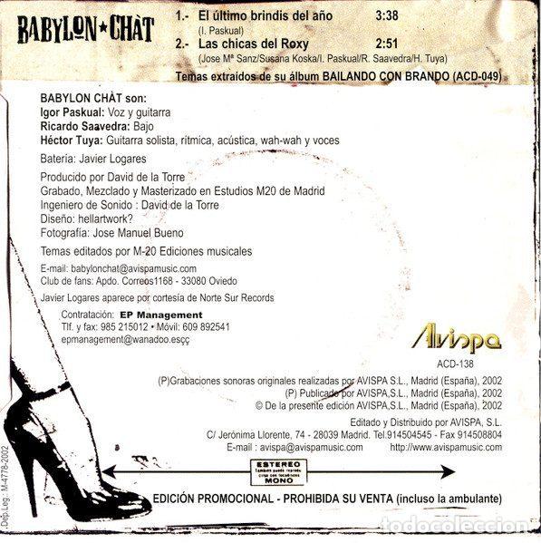 CDs de m&uacute;sica: Babylon Chat &ndash; El &Uacute;ltimo Brindis Del A&ntilde;o (CD, Avispa ACD-138) - Foto 2
