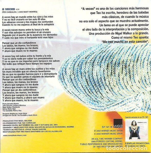 CDs de m&uacute;sica: C&oacute;mplices &ndash; A Veces (CD, WEA SP141W) - Foto 2