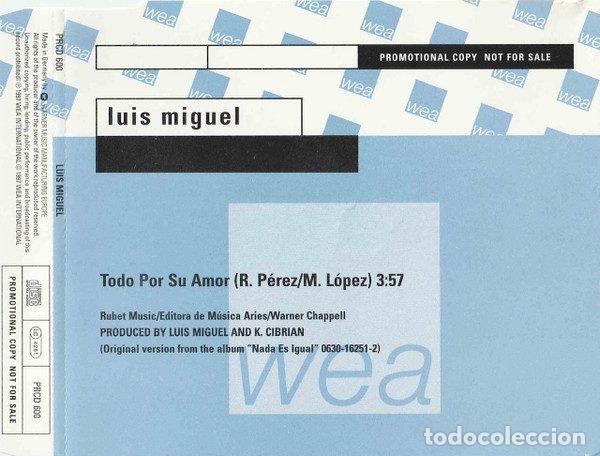Music CDs: Luis Miguel &ndash; Todo Por Su Amor (CD, WEA PRCD 600)