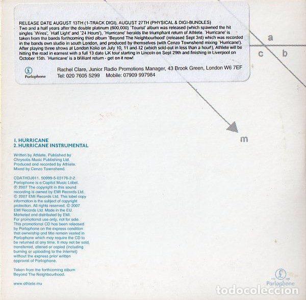 CDs de m&uacute;sica: Athlete &ndash; Hurricane (CD, Parlophone CDATHDJ011) - Foto 2