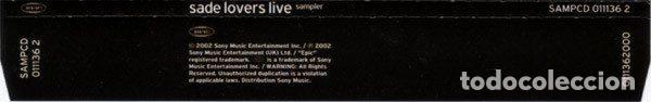 CDs de m&uacute;sica: Sade &ndash; Lovers Live Sampler (CD, Epic SAMPCD 011136 2) - Foto 2