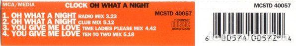 CDs de m&uacute;sica: Clock &ndash; Oh What A Night (CD, MCA Records MCSTD 40057) - Foto 3