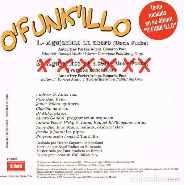 CDs de m&uacute;sica: Ofunkillo &ndash; Agujeritos De Acero (CD, EMI PE 01031) - Foto 2