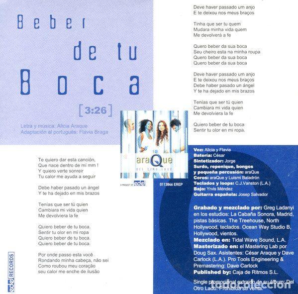 CDs de m&uacute;sica: Araque &ndash; Beber De Tu Boca (CD, Edel Records 0113846 EREP) - Foto 2