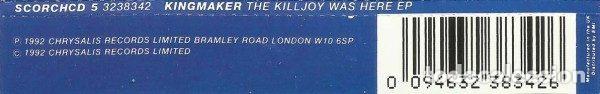 CDs de m&uacute;sica: Kingmaker &ndash; The Killjoy Was Here EP (CD, Scorch SCORCHCD 5) - Foto 3
