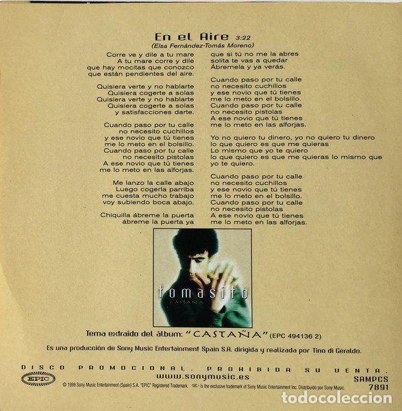 CDs de m&uacute;sica: Tomasito &ndash; En El Aire (CD, Epic SAMPCS 7891) - Foto 3