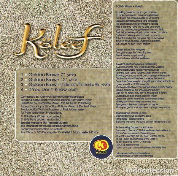 CDs de m&uacute;sica: Kaleef &ndash; Golden Brown (CD, Unity Records UNITY 010 CD) - Foto 3