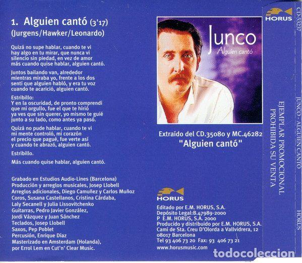 CDs de m&uacute;sica: Junco &ndash; Alguien Cant&oacute; (CD, Horus CD-53237) - Foto 2
