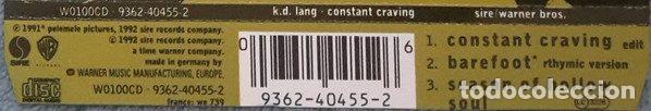 CDs de m&uacute;sica: k.d. lang &ndash; Constant Craving (CD, Warner Bros. Records W0100CD) - Foto 2