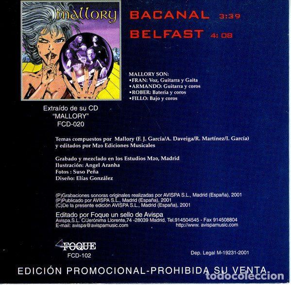 CDs de m&uacute;sica: Mallory &ndash; Bacanal (CD, Foque FCD-102) - Foto 2
