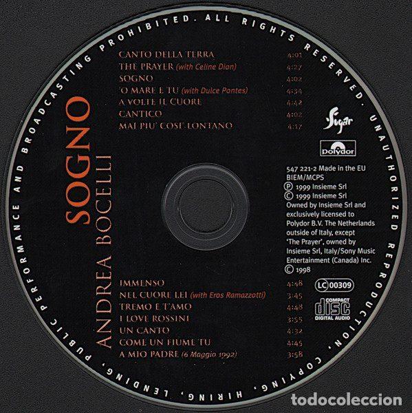 CDs de m&uacute;sica: Andrea Bocelli &ndash; Sogno (CD, Polydor 547 221-2) - Foto 3
