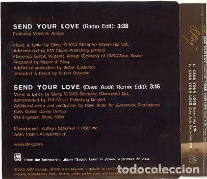 CDs de m&uacute;sica: Sting &ndash; Send Your Love (CD, A&M Records STINGCDP5) - Foto 2