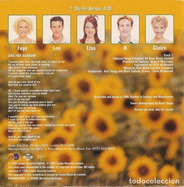 CDs de m&uacute;sica: Steps &ndash; One For Sorrow (CD, Jive SORROWDPRO1) - Foto 2