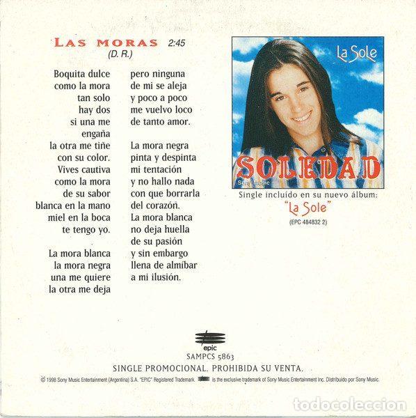 CDs de m&uacute;sica: Soledad &ndash; Las Moras (CD, Epic SAMPCS 5863) - Foto 2
