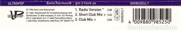 CDs de m&uacute;sica: Solid HarmoniE &ndash; Got 2 Have Ya (CD, Ultrapop 0098525ULT) - Foto 2