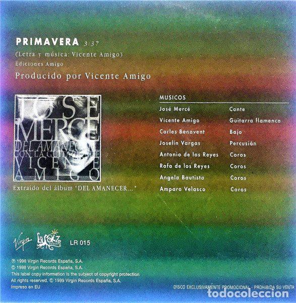 CDs de m&uacute;sica: Jos&eacute; Merc&eacute; &ndash; Primavera (CD, Virgin LR 015) - Foto 4