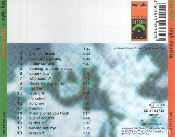 CDs de m&uacute;sica: Big Light &ndash; High Density (CD, Spv Records SPV 084-93732) - Foto 2