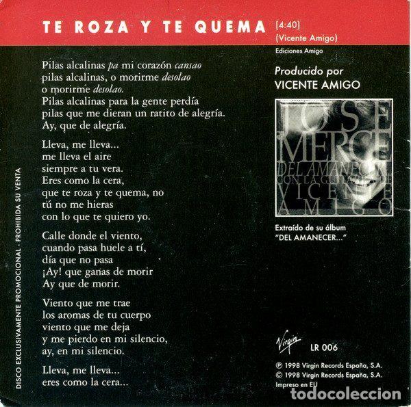 CDs de m&uacute;sica: Jos&eacute; Merc&eacute; &ndash; Te Roza Y Te Quema (CD, La Raiz Sonora LR 006) - Foto 2
