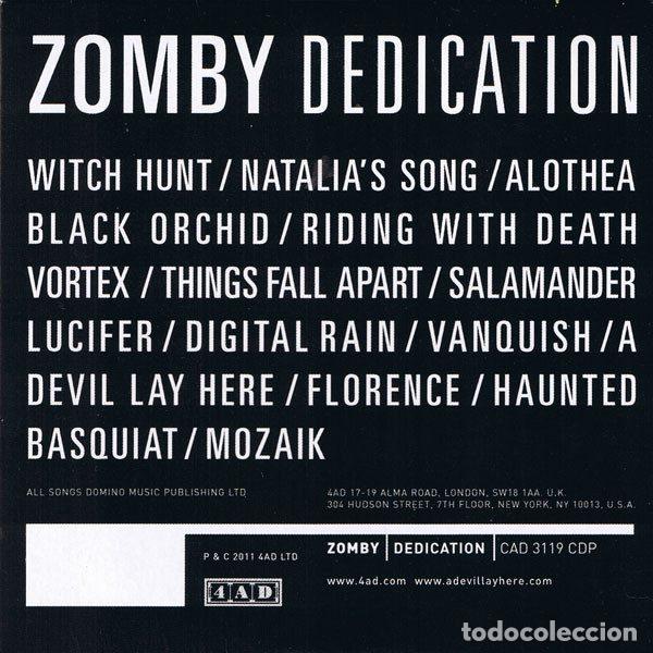 CD de M&uacute;sica: Zomby &ndash; Dedication (CDr, 4AD CAD 3119 CDP)