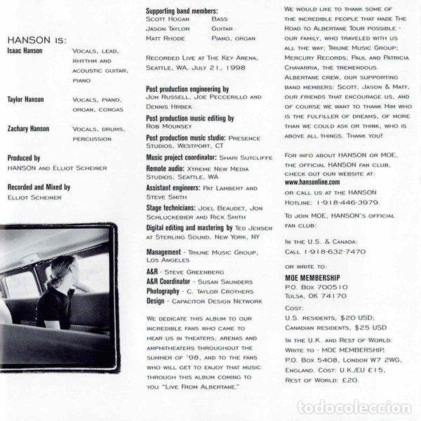 CDs de m&uacute;sica: Hanson &ndash; Live From Albertane (CD, Mercury 538 240-2) - Foto 9