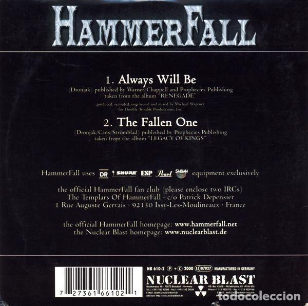 CDs de m&uacute;sica: HammerFall &ndash; Always Will Be (CD, Nuclear Blast NB 610-2) - Foto 2