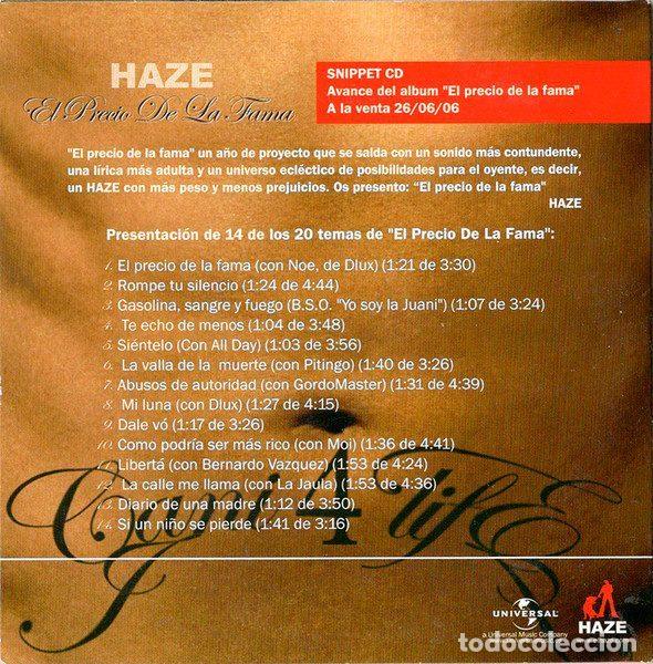 CDs de m&uacute;sica: Haze &ndash; El Precio De La Fama (CD, Universal none) - Foto 2