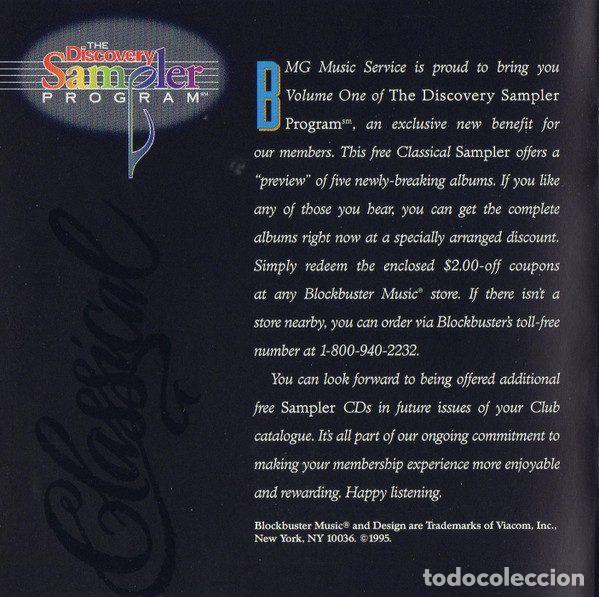 CDs de m&uacute;sica: Various &ndash; Discovery Sampler Volume One - Classical (CD, BMG Music Service D108763) - Foto 5