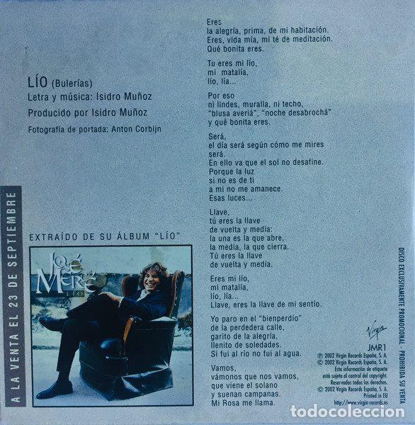 CDs de m&uacute;sica: Jos&eacute; Merc&eacute; &ndash; Lio (CD, Virgin JMR1) - Foto 2