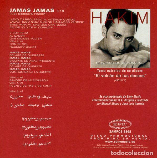 CDs de m&uacute;sica: Hakim &ndash; Jam&aacute;s Jam&aacute;s (CD, Epic SAMPCS 8868) - Foto 2