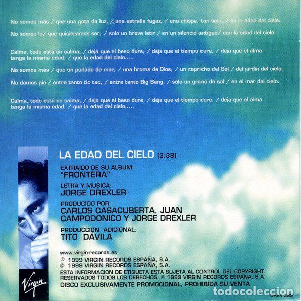 CDs de m&uacute;sica: Jorge Drexler &ndash; La Edad Del Cielo (CD, Virgin DREX 399) - Foto 2