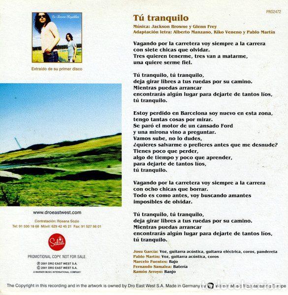 CDs de m&uacute;sica: La Tercera Rep&uacute;blica &ndash; T&uacute; Tranquilo (CD, Salad PR02472) - Foto 2