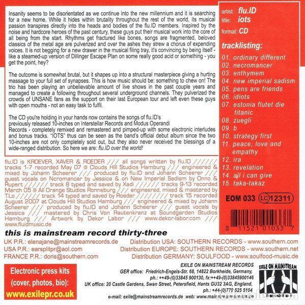 CDs de m&uacute;sica: Flu.ID &ndash; Iots (CD, Exile On Mainstream Records EOM033) - Foto 2