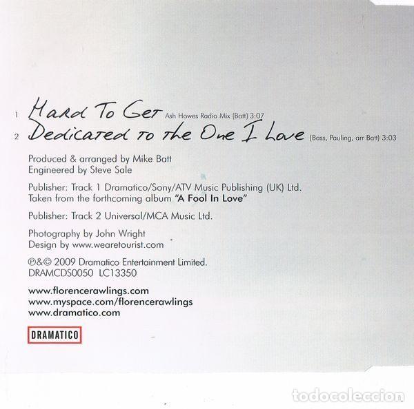 CDs de m&uacute;sica: Florence Rawlings &ndash; Hard To Get (CD, Dramatico DRAMCDS0050) - Foto 3