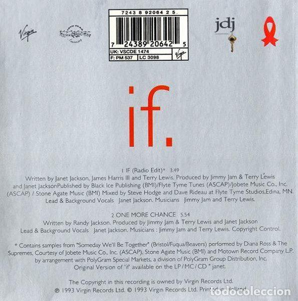 CDs de m&uacute;sica: Janet Jackson &ndash; If (CD, Virgin VSCDE 1474) - Foto 2