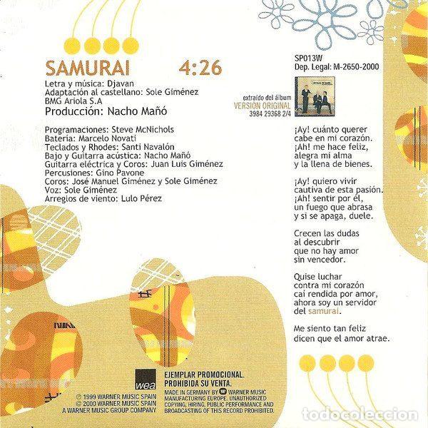 CDs de m&uacute;sica: Presuntos Implicados &ndash; Samurai (CD, WEA SP013W) - Foto 2