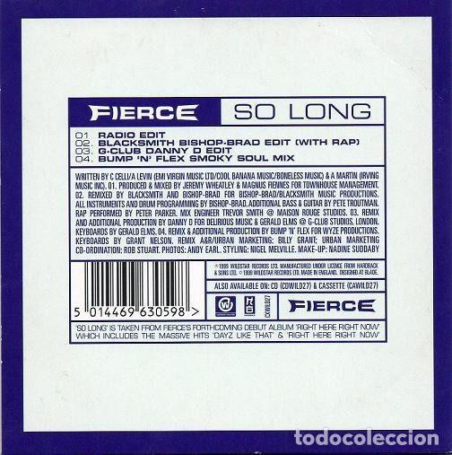 CDs de m&uacute;sica: Fierce &ndash; So Long (CD, Wildstar Records CXWILD27) - Foto 2