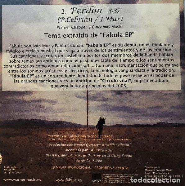 CDs de m&uacute;sica: F&aacute;bula &ndash; Perd&oacute;n (CD, WEA SPN344W) - Foto 2