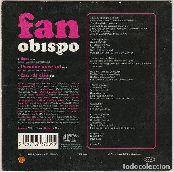 CDs de m&uacute;sica: Pascal Obispo &ndash; Fan (CD, Epic EPC673759 9) - Foto 2