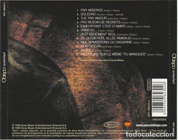 CDs de m&uacute;sica: Pascal Obispo &ndash; Soledad (CD, Epic EPC 496230 2) - Foto 2