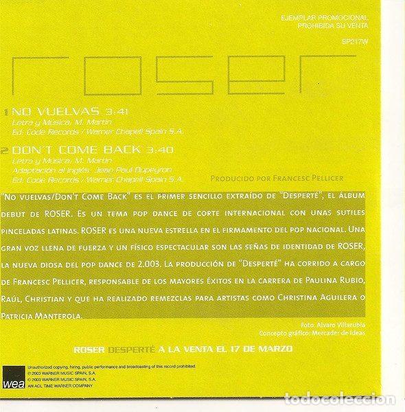 CDs de m&uacute;sica: Roser &ndash; No Vuelvas (CD, WEA SP217W) - Foto 2