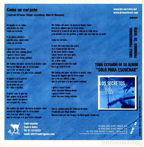CDs de m&uacute;sica: Los Secretos &ndash; Como Un Coraz&oacute;n (CD, DRO DEW0087) - Foto 2